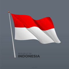 Republic of Indonesia national waving flag
