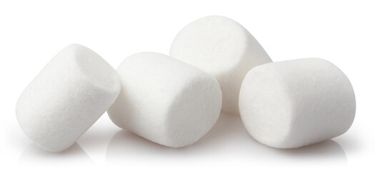 Heap of delicious marshmallows, isolated on white background