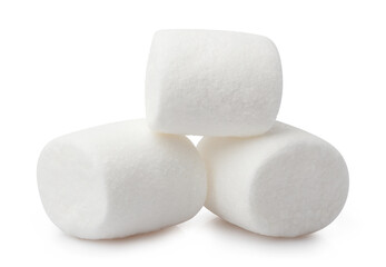 Heap of delicious marshmallows, isolated on white background