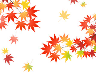 紅葉の枝と舞う葉っぱのイメージ_ベクターイラスト