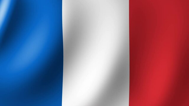 The flag of France is fluttering in the wind. Seamless Animation 3D