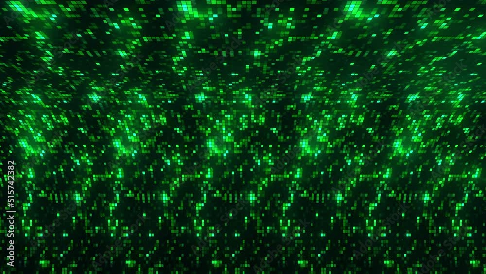 Poster bright background with curve and twinkling squares. motion. spatial bending of background with neon 
