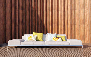 Illustration 3D rendering large luxury modern bright interiors Living room mockup computer digitally generated image