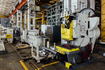 Metalworking factory production line. Interior of the worksop