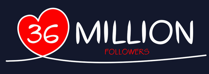 36000000 followers thank you celebration, 36 Million followers template design for social network and follower, Vector illustration.