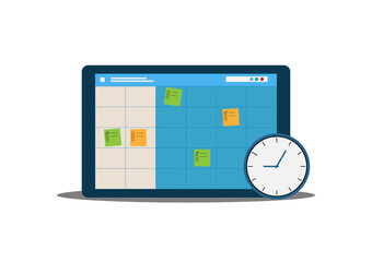 Art & flat design vector planing on calendar, time management concept, checklist on schedule