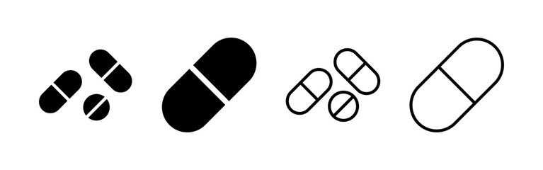 Pills icon vector. capsule icon. Drug sign and symbol