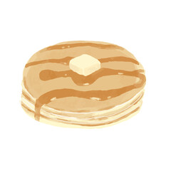 水彩風シロップのかかったパンケーキ