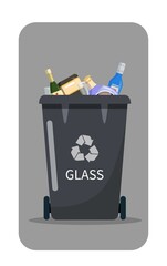 Trash can for glass products