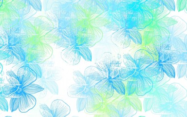 Fototapeta na wymiar Light Blue, Green vector abstract backdrop with flowers.