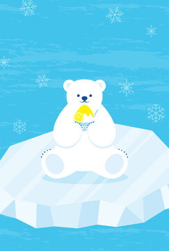 vector background with polar bear with Japanese shaved ice dessert for banners, cards, flyers, social media wallpapers, etc. © mar_mite_