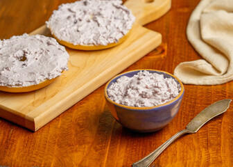 Bagel with blueberry cream cheese
