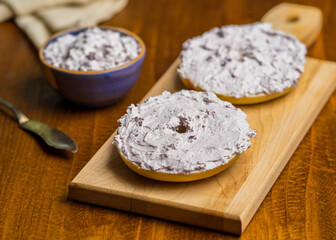 Bagel with blueberry cream cheese