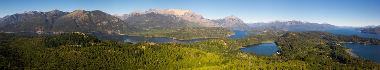 Naklejka na ściany i meble Mountain Cerro Campanario and lake in national park Nahuel Huapi. San Carlos de Bariloche, Argentina, South America