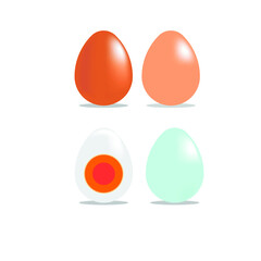 three eggs and a half with white background