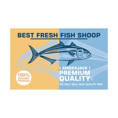 AMBERJACK FRESH FISH SHOOP LOGO, great silhouette of delicious fish vector illustrations