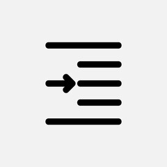 Right indent icon in solid style about text editor, use for website mobile app presentation