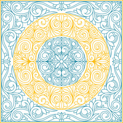 Decorative ornate retro floral blank card