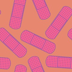 Medicine plaster seamless cartoon patch pattern for clothes print and wrapping paper and drugstore and kids