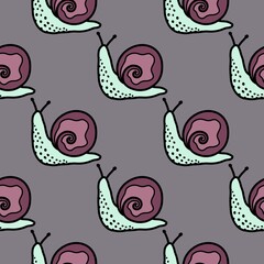 Kids seamless snails pattern for wallpaper and fabrics and textiles and packaging and gifts and wrapping paper