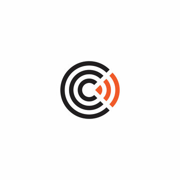 letter c motion triangle round stripes shape geometric logo vector