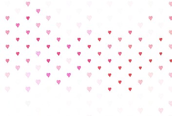 Fototapeta na wymiar Light Red vector pattern with colorful hearts.