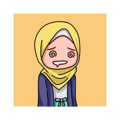 Illustration of young muslim women wearing hijab