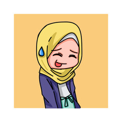 Illustration of young muslim women wearing hijab