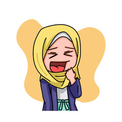 Illustration of young muslim women wearing hijab