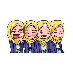 Illustration of young muslim women wearing hijab