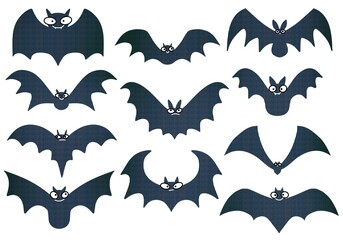 Obraz premium Set with Halloween bats for stickers and cards and gifts and fabrics and hobbies and wrapping paper