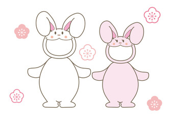 顔ハメうさぎ年賀状素材（うさぎの顔あり）