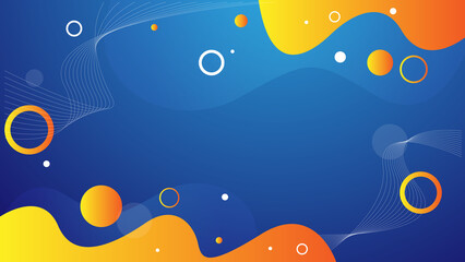 orange geometric shapes on blue background with circle shapes for banner, presentation, web, poster, wallpaper, etc.