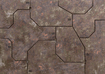 Metallic SciFi Panels Spaceship hull. Futuristic geometric pattern and texture. Technology concept.