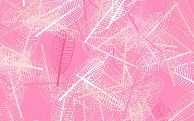 Light Pink vector natural background with leaves.