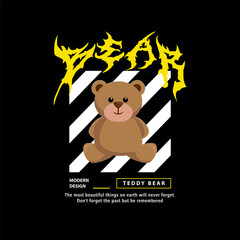 Bear Streetwear Modern Design Vector