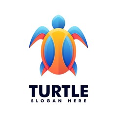 Vector Logo Illustration Turtle Gradient Colorful Style.
