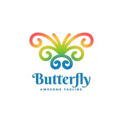 Obraz premium Vector Logo Illustration Butterfly Gradient Line Art Style.