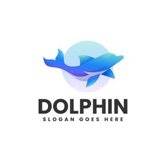 Vector Logo Illustration Dolphin Gradient Colorful Style.