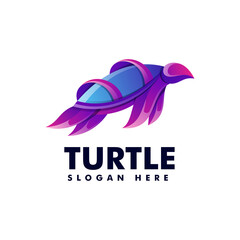 Vector Logo Illustration Turtle Gradient Colorful Style.
