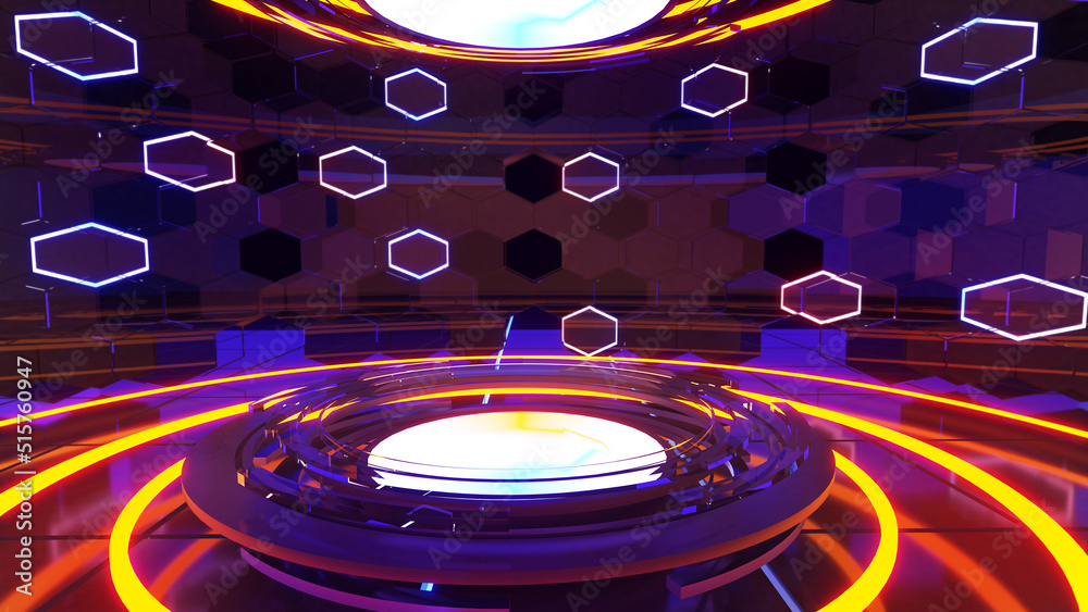 Poster concept of the future of cyber technology,technology circle modeling platform,mock up for presentati
