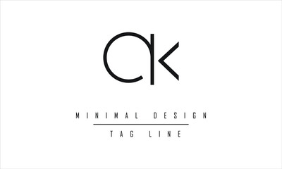 KA or AK Logo Design Vector Art Illustration  - obrazy, fototapety, plakaty