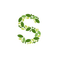 Letter Initial S Leaf Logo Design icon template