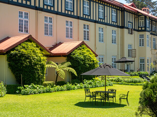 Nuwara Eliya, Sri Lanka - March 10, 2022: View of the Grand Hotel built in the colonial style. The...