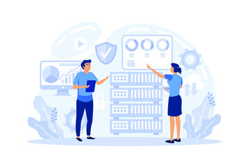 Cloud computing Concept for web page, banner, presentation, social media, documents, cards, posters. Vector illustration devices connected onto a cloud data storage, Web Technology