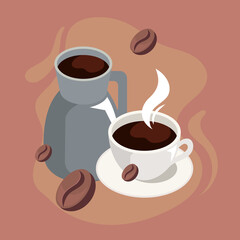 coffee isometric kettle with cup