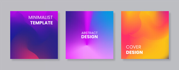 Abstract multi-color gradient vector cover illustration set. As a background for business brochures, cards, packages and posters.	
