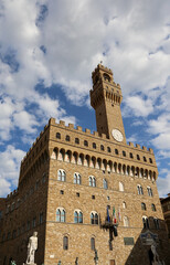 Obraz premium Tower of Old Palace called PALAZZO VECCHIO in the Signoria Square in Florence in Italy