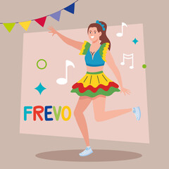 frevo celebration lettering with female dancer
