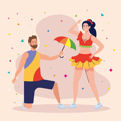 dancers couple with umbrella